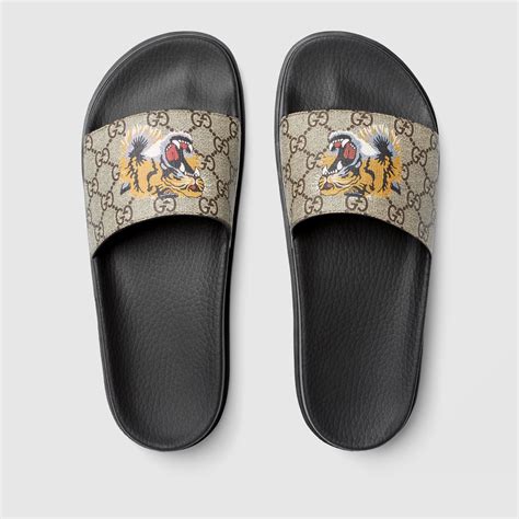 gucci slides with the tiger|Gucci tiger slides men's.